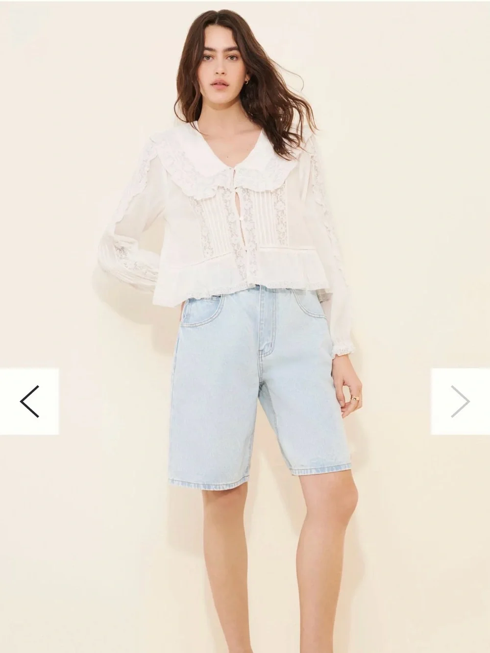 Anthropologie Fully Dressed Denim Scallop Pocket Long-Length Jorts 90s y2k 4